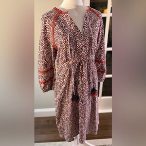 Boden Heidi Midi Jersey Dress Boho Peasant Folk Lace Trim Floral Bishop Sleeve 6